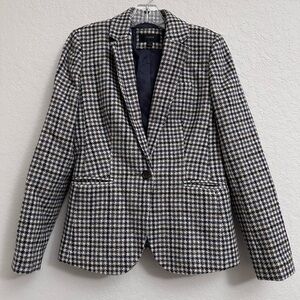 J Crew Campbell Moon Tweed Houndstooth Checked Wool Blazer Jacket Womens Size 4